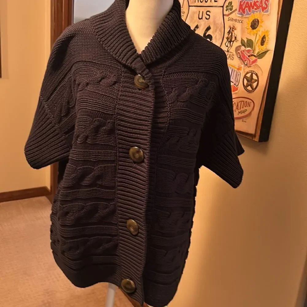NEW. Talbots Cable Knit Cotton Sweater in Black - M